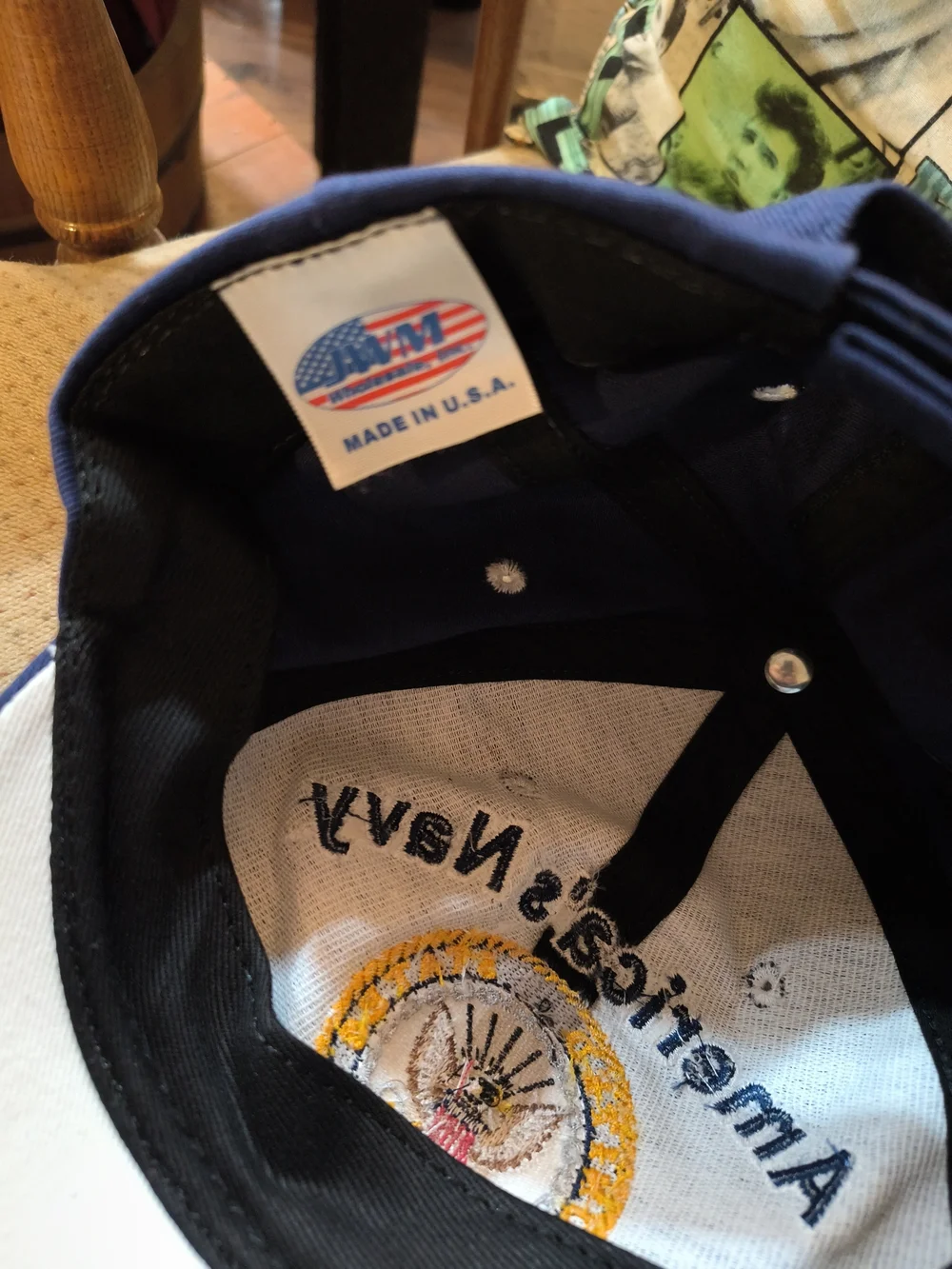 Kids Navy Blue & White Embroidered Eagle Cap - America's Navy Style
